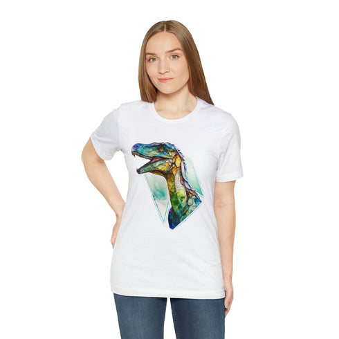 Stained Glass Velociraptor - Short Sleeve Tee